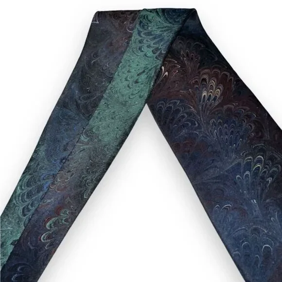 Vintage MICHAEL KENSINGER Marbled Silk Necktie USA - Multi-colored - Picture 4 of 5